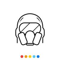 Gas mask flat design element, Icon, Vector and Illustration.