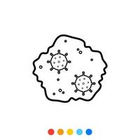 Fluid from the sputum that contains the pathogen flat design element, Icon, Vector and Illustration.