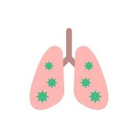 pulmones infectados por virus, elemento de diseño plano, icono, vector e ilustración.