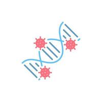 DNA infected by Virus, Icon, Vector and Illustration.
