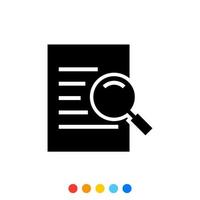 Search Glyph icon, Document searching icon, Vector and Illustration.