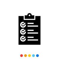 Simple Document Checklist Glyph icon, Vector and Illustration.