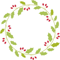 red christmas holy berry wreath frame png