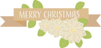 golden Christmas banner flower and candle png