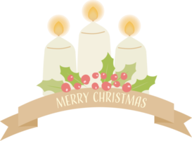 golden Christmas banner flower and candle png