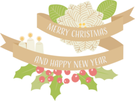 golden Christmas banner flower and candle png