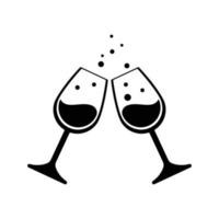 Silhouette of two sparkling wine glasses vector
