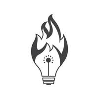 ideas de construcción de ilustraciones de logotipos. contiene icono de fuego bombilla con fuego. diseño simple editable vector