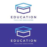 Creative student education logo template design with hat, book, pencil or pen sign.Inspired by graduating students.Logos for universities, colleges of education and schools. vector