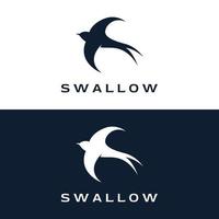 Simple logo template design silhouette of a martin martlet swallow flying hovering. vector