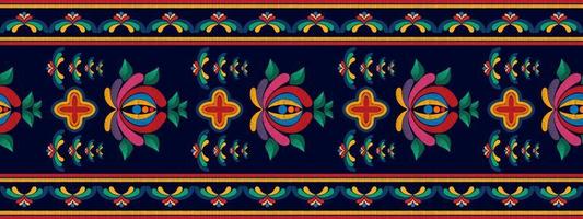 Diseño de decoración del hogar de patrones sin fisuras étnicos ikat. tela azteca alfombra boho mandalas textil decorar papel tapiz. motivo nativo tribal bordado tradicional vector fondo ilustrado