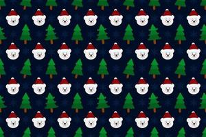 Christmas seamless pattern design. Santa,gift,deer,snowman,Christmas tree,Christmas leaves, vector illustrations background.