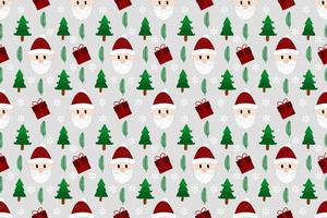 Christmas seamless pattern design. Santa,gift,deer,snowman,Christmas tree,Christmas leaves, vector illustrations background.