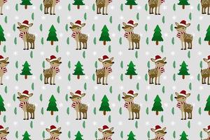 Christmas seamless pattern design. Santa,gift,deer,snowman,Christmas tree,Christmas leaves, vector illustrations background.