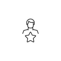 signo monocromo dibujado con una delgada línea negra. símbolo vectorial moderno perfecto para sitios, aplicaciones, libros, pancartas, etc. icono de línea de estrellas junto al hombre sin rostro vector