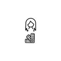 Profession, hobby, everyday life concept. Modern vector symbol suitable for shops, store, books, articles. Line icon of woman by palette of dye