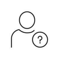 Hobbies, profession and business concept. Minimalistic signs for web sites, adverts, apps, stores. Editable stroke. Vector line icon of question mark by faceless person