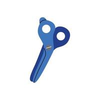 Blue office stationery scissors for cutting. Time to school. Tool for creative work or hobby. Children's cute stationery subjects. Back to school, science, college, education, study.