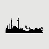 mosque silhouette in black and white vector