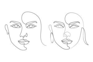 Female linear drawing elegant one line art style vector