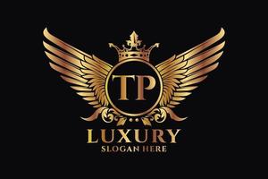 Luxury royal wing Letter TP crest Gold color Logo vector, Victory logo, crest logo, wing logo, vector logo template.
