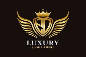 Luxury royal wing Letter TD crest Gold color Logo vector, Victory logo, crest logo, wing logo, vector logo template.