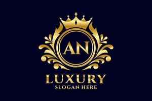 Initial AN Letter Royal Luxury Logo template in vector art for luxurious branding projects and other vector illustration.