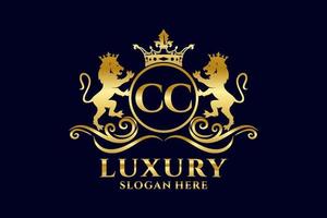 Initial CC Letter Lion Royal Luxury Logo template in vector art for luxurious branding projects and other vector illustration.