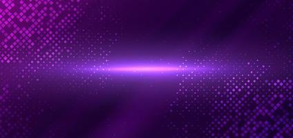 Abstract technology futuristic digital square pattern with lighting glowing particles square elements on dark purple background. vector