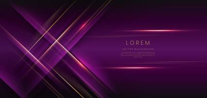 Abstract elegant purple background with golden line and lighting effect sparkle. Luxury template award design. vector