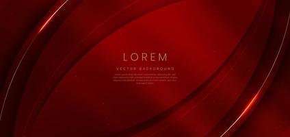 Abstract 3d curved red shape on red background with lighting effect and sparkle with copy space for text. Luxury design style. vector