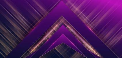 Template triangles purple and dark blue geometric with golden line layer and lighting effect sparkle on dark blue background.