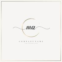 MA Initial Letter handwriting logo hand drawn template vector, logo for beauty, cosmetics, wedding, fashion and business vector