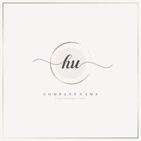 hu letra inicial logotipo de escritura a mano vector de plantilla dibujada a mano, logotipo para belleza, cosméticos, bodas, moda y negocios