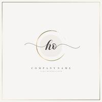 HO Initial Letter handwriting logo hand drawn template vector, logo for beauty, cosmetics, wedding, fashion and business vector