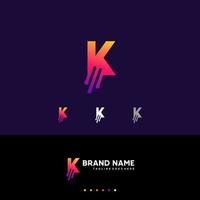 K initial tech letter logo design icon vector art