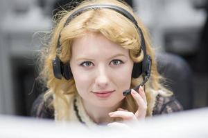 female call centre operator doing her job photo