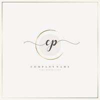 CP Initial Letter handwriting logo hand drawn template vector, logo for beauty, cosmetics, wedding, fashion and business vector