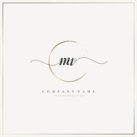 MV Initial Letter handwriting logo hand drawn template vector, logo for beauty, cosmetics, wedding, fashion and business vector
