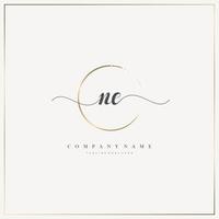 NE Initial Letter handwriting logo hand drawn template vector, logo for beauty, cosmetics, wedding, fashion and business vector