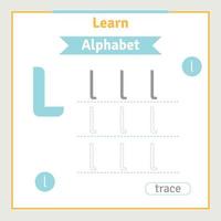 hoja de trabajo de rastreo de letras del alfabeto para niños ilustración del alfabeto preescolar actividad de aprendizaje para niños de jardín de infantes libro para colorear del alfabeto de regreso a la escuela vector