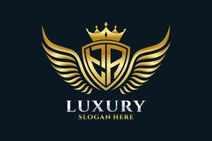 Luxury royal wing Letter TA crest Gold color Logo vector, Victory logo, crest logo, wing logo, vector logo template.