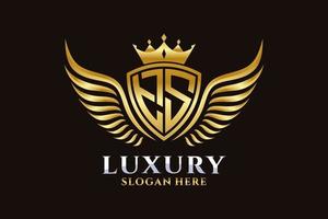 Luxury royal wing Letter TS crest Gold color Logo vector, Victory logo, crest logo, wing logo, vector logo template.