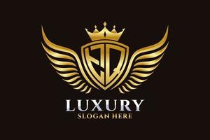 Luxury royal wing Letter TQ crest Gold color Logo vector, Victory logo, crest logo, wing logo, vector logo template.