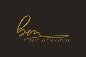 plantilla de logotipo de firma de letra bm inicial logotipo de diseño elegante. ilustración de vector de letras de caligrafía dibujada a mano.