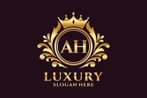 Initial AH Letter Royal Luxury Logo template in vector art for luxurious branding projects and other vector illustration.