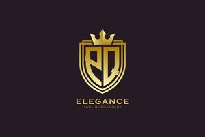 initial PQ elegant luxury monogram logo or badge template with scrolls and royal crown - perfect for luxurious branding projects vector