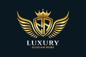 Luxury royal wing Letter TR crest Gold color Logo vector, Victory logo, crest logo, wing logo, vector logo template.