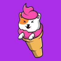 lindo gato en ilustración de iconos de vector de dibujos animados de helado. concepto de caricatura plana. adecuado para cualquier proyecto creativo.