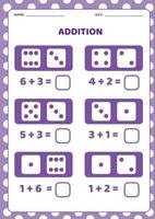 Dice Addition worksheet vector